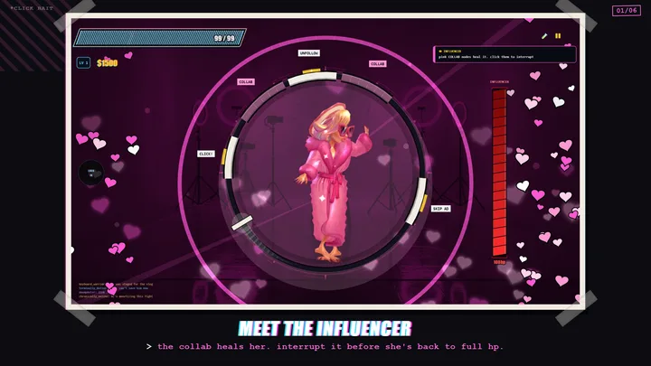 The Influencer boss fight on the timing wheel